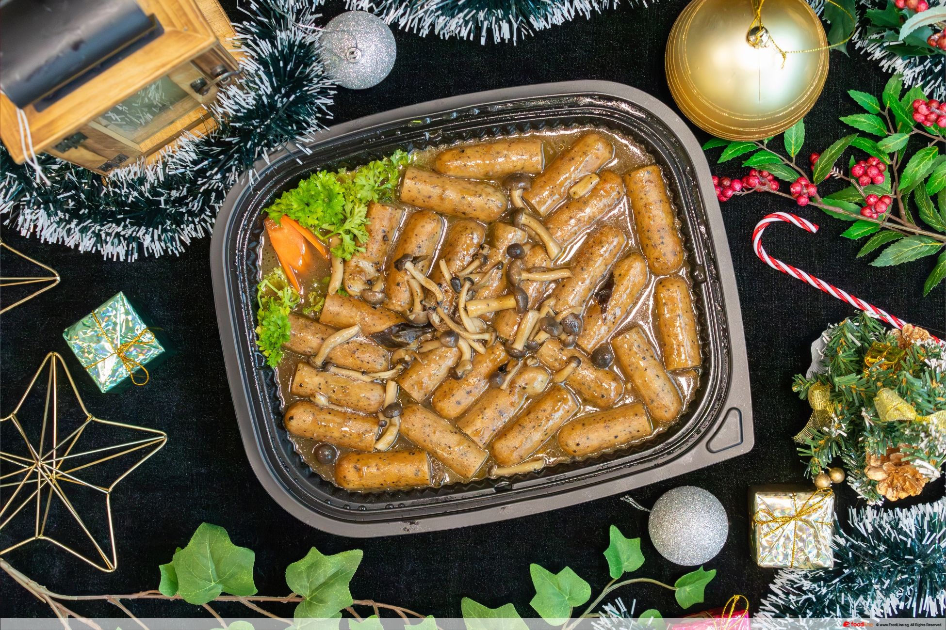 Black Pepper Sausage with Mushroom Peppercorn Sauce